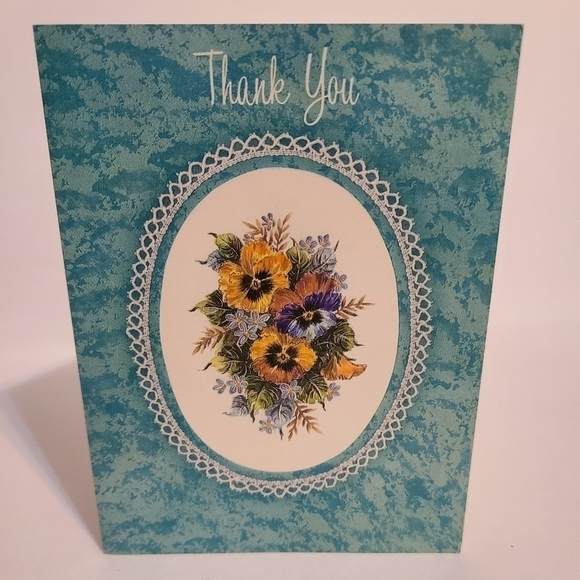 Florals 'n' Lace | Vintage Blue Floral Thank You Card - Picture 1 of 6